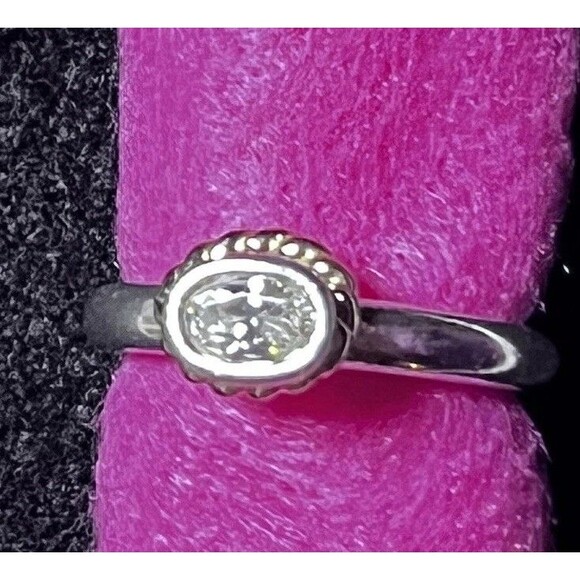 Pandora Sterling Silver & 14k Gold Halo Ring Gift Bag And Cloth Size 6 - Picture 1 of 10